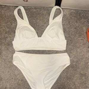 Cupshe Floral Textured White Bikini Set